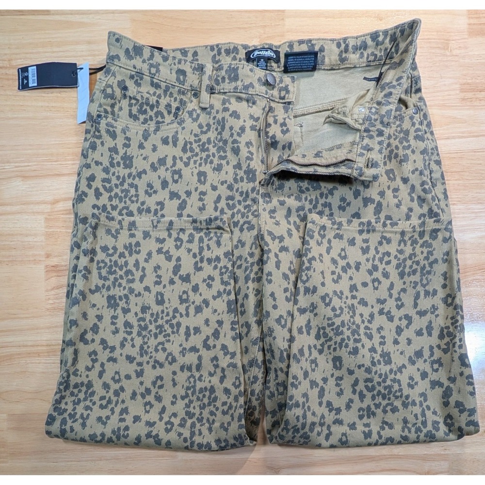Buffalo Jeans Womens 12 Barrel Leg Leopard Print Tan Brown Animal Print NWT - Picture 2 of 11